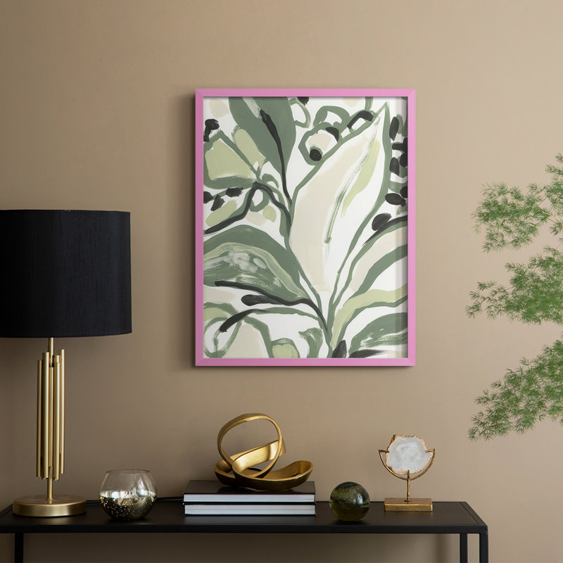 Foliage Rhyth II, reproduction encadrée - bois massif, H 15 po x l 12 po, Rose