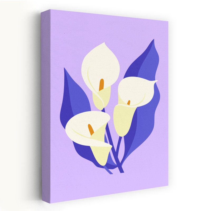 Contemporary Art Bold Elegant Minimalist Lily Flower Wall Art by Artprink - Wrapped Canvas Print, 30.48 cm H x 20.32 cm W