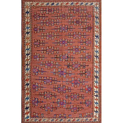 Antique Turkmen Yamoud Hand Knotted Wool Pile Tribal Rug
