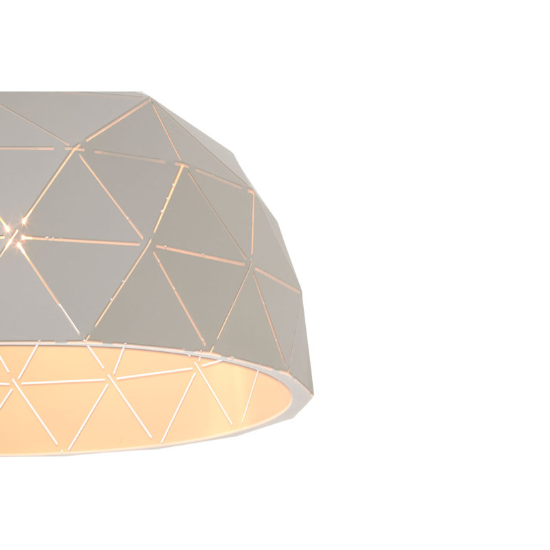 Cosima 1 - Light Single Pendant, White, Sandy White/White, 29cm H x 50cm W x 50cm D