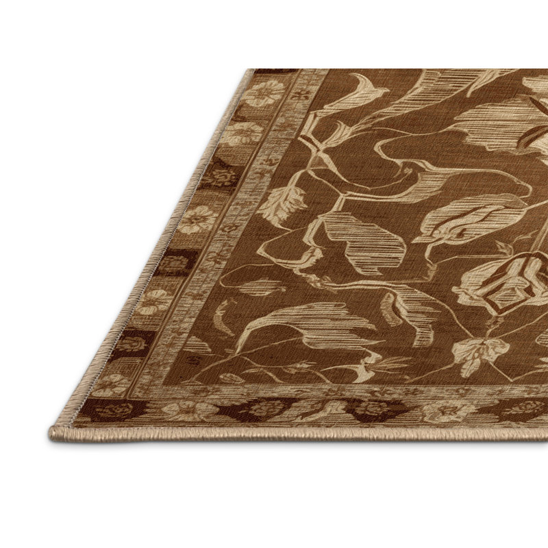 Tapis art déco brun lavable à la machine, Tapis de couloir 2 pi x 5 pi