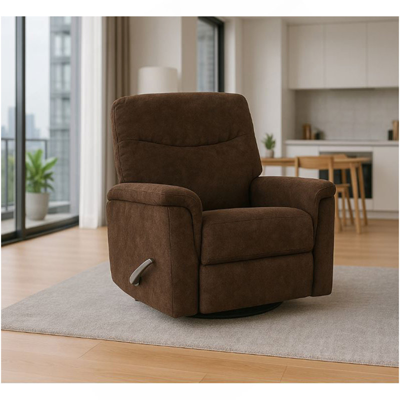 Fauteuil inclinable pivotant rembourré Man Wah, Chocolat