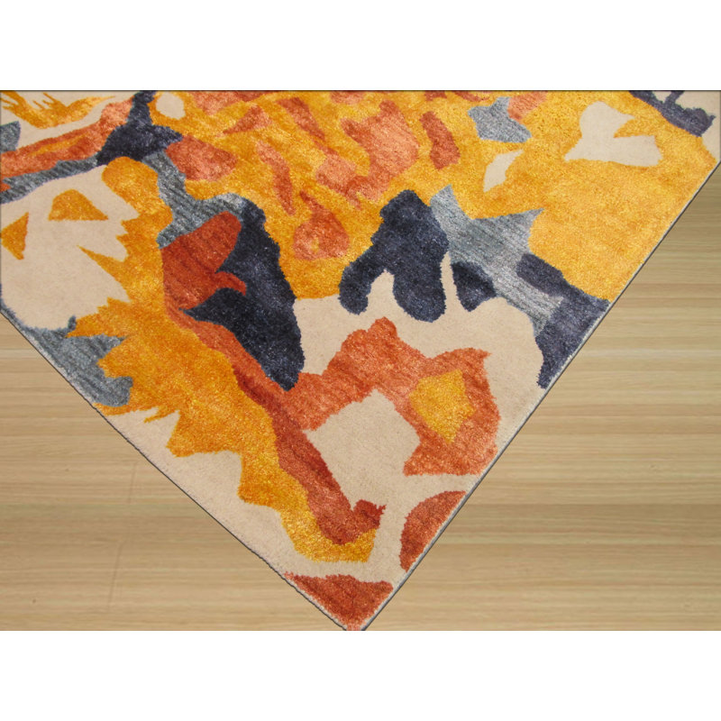 Tapis en laine et viscose à motif abstrait multicolore Columbia, Rectangle 9 pi x 12 pi