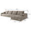 Canapé modulaire en mousse de velours côtelé de 135 po avec méridienne en L 135 po, sans assemblage requis-1483255656