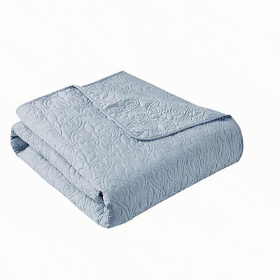 Jeté matelassé surdimensionné bleu 60 po x 70 po