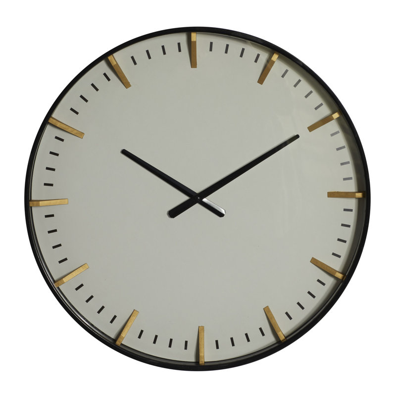 Horloge murale contemporaine en verre blanc Della Joss & Main, 19,63 x 19,63 x 2,38, Noir