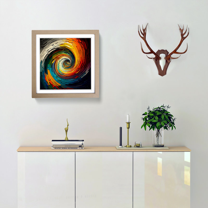 Hypnotize Palette Knife Painting - Framed Print, Oak