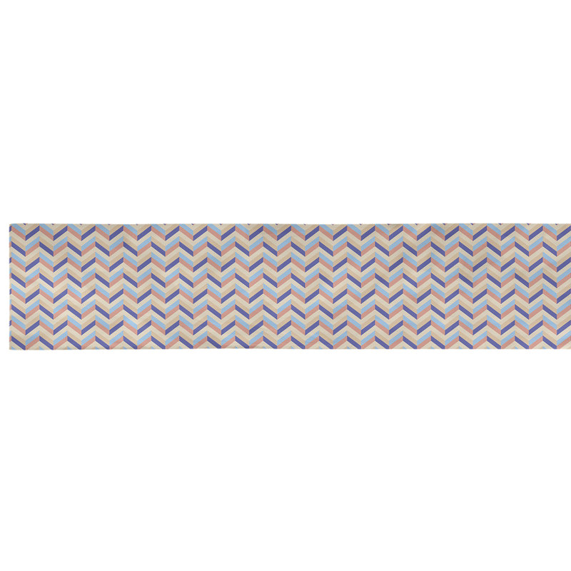 Chemin de table chevron Avicia, Orange et bleu marine, 73,5 po x 17,5 po, Poly