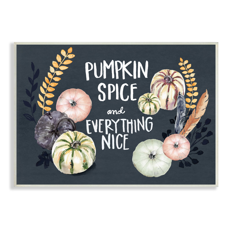Citrouille, épices, tout, belle phrase, récolte d'automne, plumes, H 11 po x l 14 po, Giclée encadrée blanc bord de mer