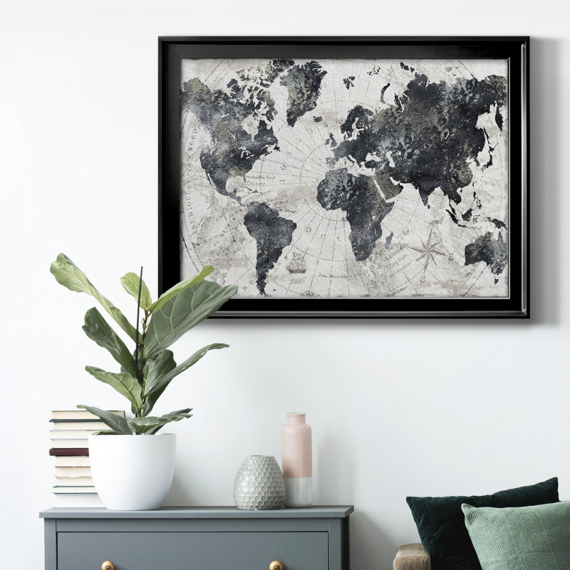«Modern Atlas», cadre photo, impression sur toile, H 22,5 po x l 30,5 po x P 1 po, Noir
