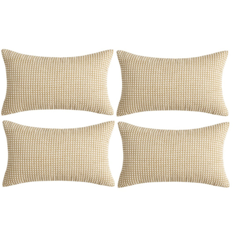 Coussin en velours côtelé réversible deux tons, Crème