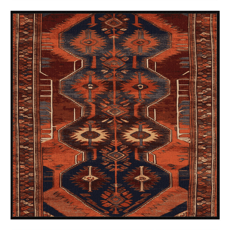 Tapis turc noir lavable à la machine, Carré 3 pi