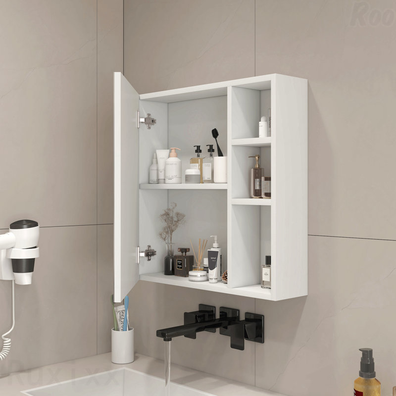 Armoire de salle de bain à panneau mural en panneau de fibres à densité moyenne - rangement compact