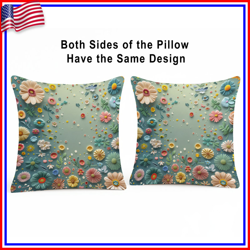Coussin Floral, 16 x 16 inches