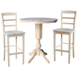 Round Top 3 Piece Pedestal Base, Counter Height Dining Set