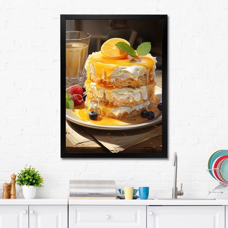 Ramanna Yellow Cheesecake Luxury, reproduction d'art sur toile, H 44 po x l 34 po x P 1,5 po, Cadre photo noir