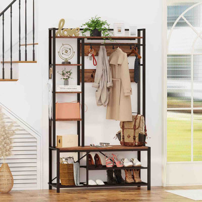 Arbre d'entrée de 41,34 po de largeur avec banc et rangement pour chaussures