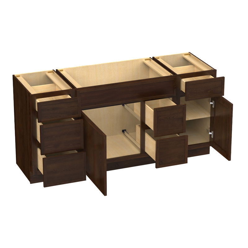 Base de meuble-lavabo simple 66 po seulement, Brun