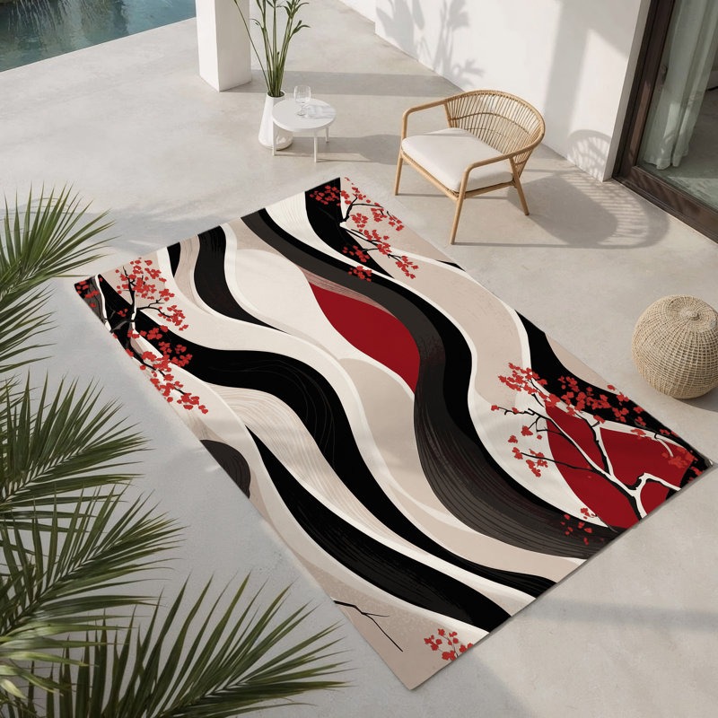 Tapis intérieur et extérieur Sakura Swirl, Rectangle 5 pi x 7 pi