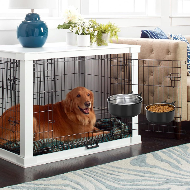 Removable Stainless Steel Dog Bowl – Hanging Food & Water Feeder For Pet Kennels, Fits Small, Medium, And Large Dogs