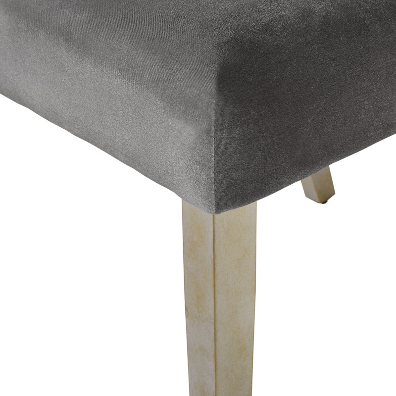 Ameriga 19.3'' H Tufted Upholstered Parsons Chair, Silver Velvet, Antique Golden