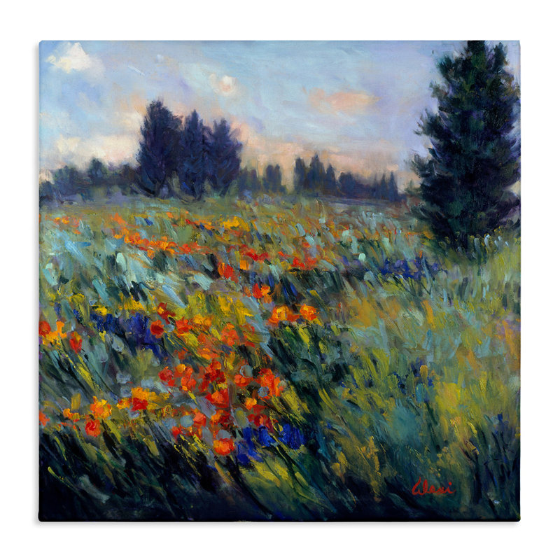 «Flower Meadow Landscape» sur toile, H 17 po x l 17 po x P 1,5 po