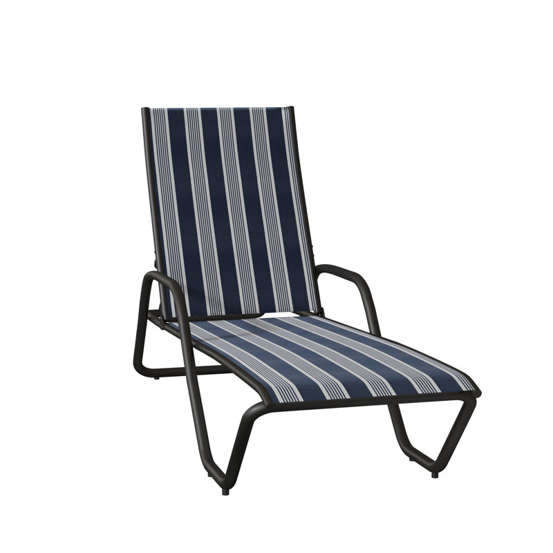 Outdoor Rust-Resistant Metal Chaise Lounge, Textured Desert, Night