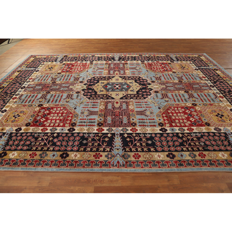 Tapis géométrique en laine kazak 9 x 11