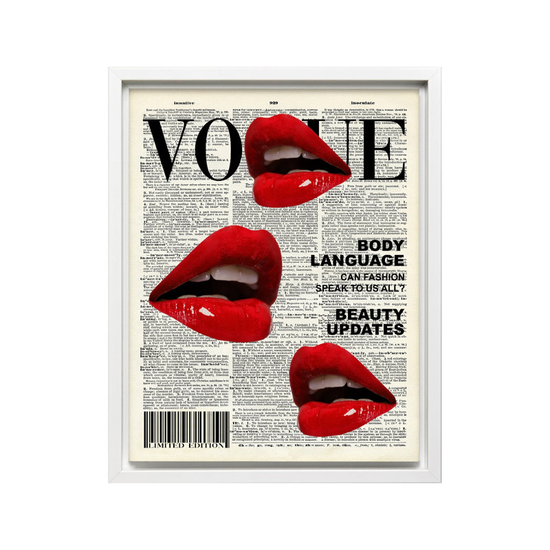 Couverture de magazine de mode No2, 11"H x 14"W, Canvas, White Framed