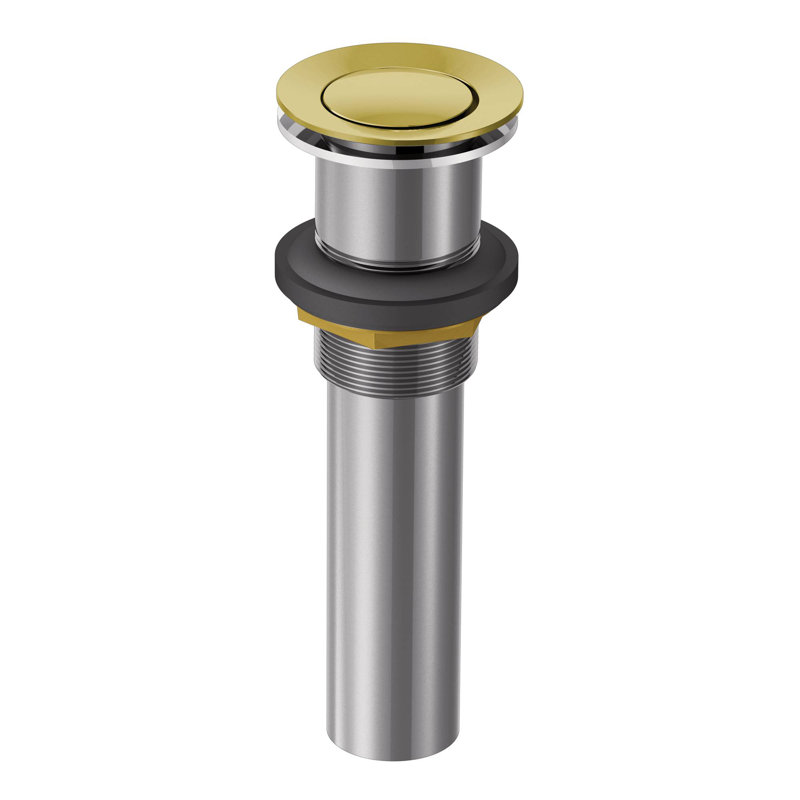 Moen Spring Loaded Push Button Bathroom Drain Assembly, Without Overflow, Polished Brass