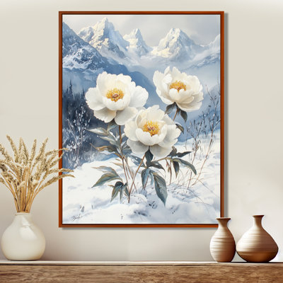 Ghulam neige pivoines dans le paysage d'hiver II - pivoines, art mural