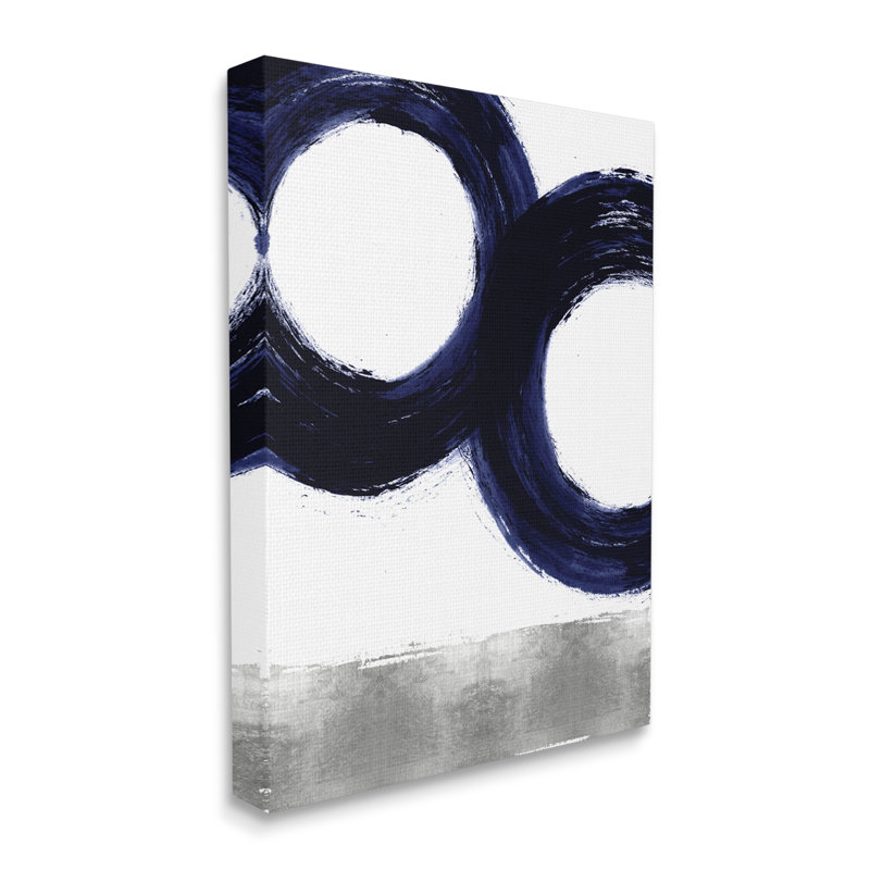 «Abstract Shape Design Blue Circles Above Grey» par Ellie Roberts - impression, Toile tendue, H 20 po x l 16 po