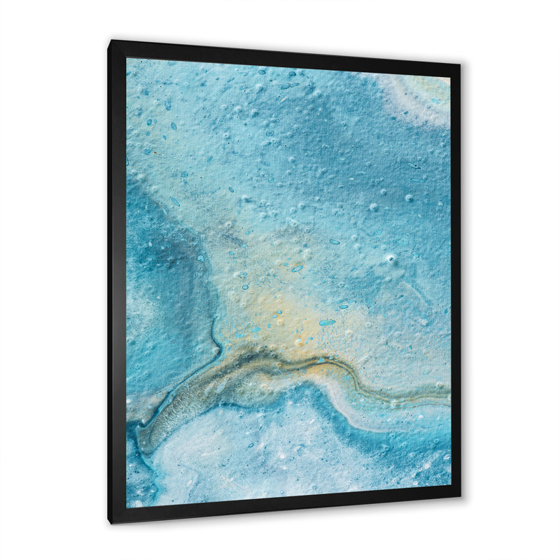 Art de marbre liquide bleu et jaune II, reproduction d'art sur toile, H 32 po x l 16 po x P 1 po, Toile avec cadre photo noir