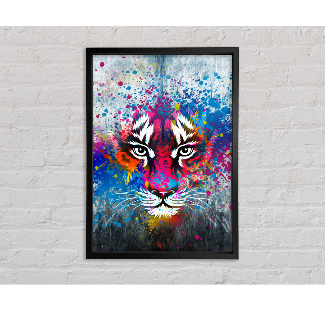 Rainbow Tiger Face - Einzelner Bilderrahmen Kunstdrucke auf Leinwand