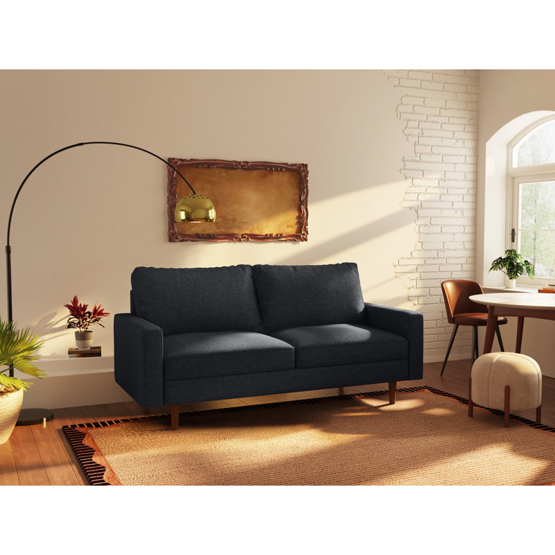 Canapé à accoudoirs carrés 70 po Clairmont, 100 % polyester noir