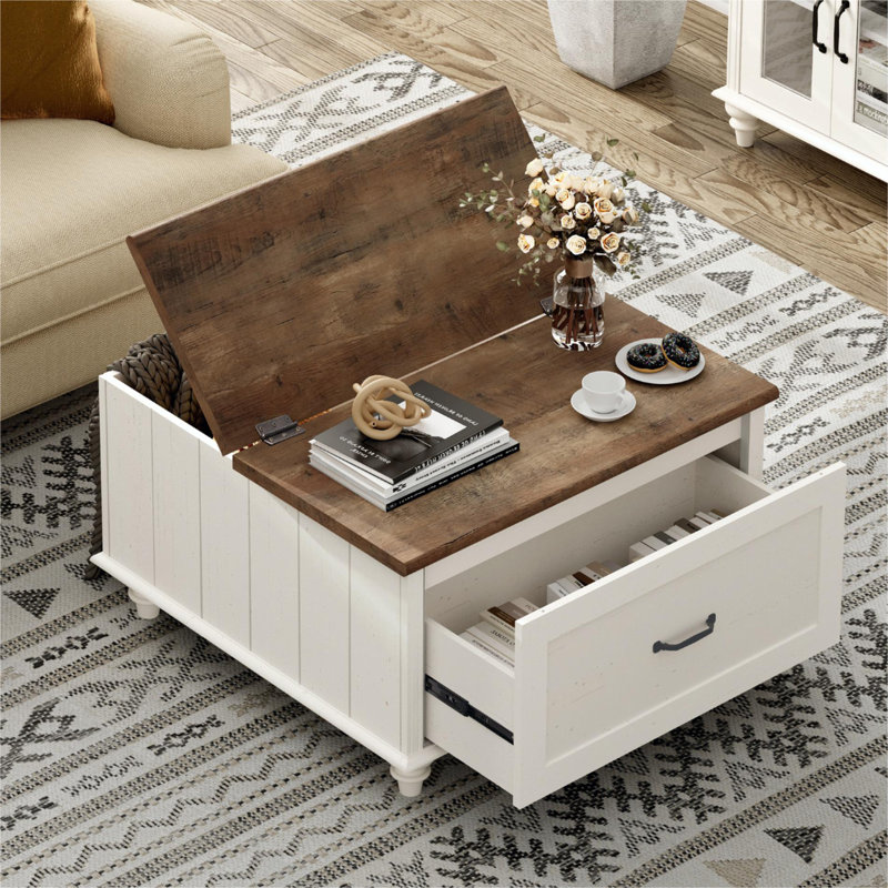 2 Piece Living Room Table Set, White
