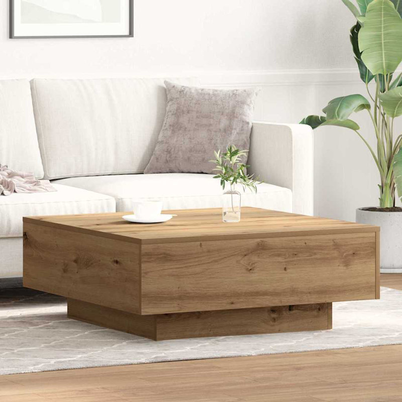 Couch Table Oak Engineered Wood Sturdy, Light Brown, 80 x 80 x 31 cm
