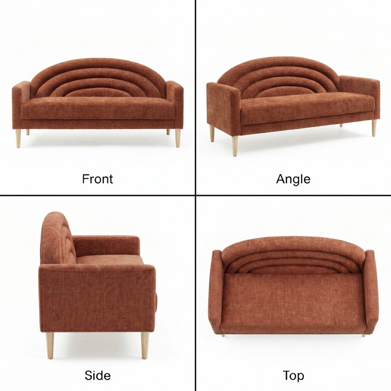 Michala Upholstered Loveseat, Ocher Polyester, 31.5" H x 64.17" W x 30.7" D