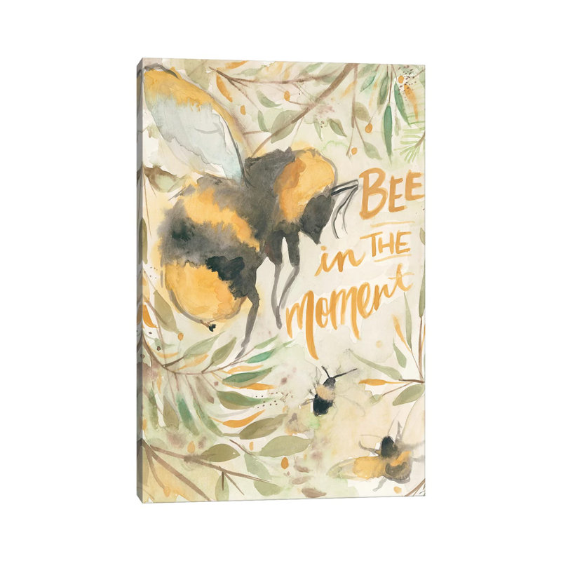 Bee in the Moment 1 Piece Wrapped Canvas Wall Art, 30.48 cm H x 45.72 cm W
