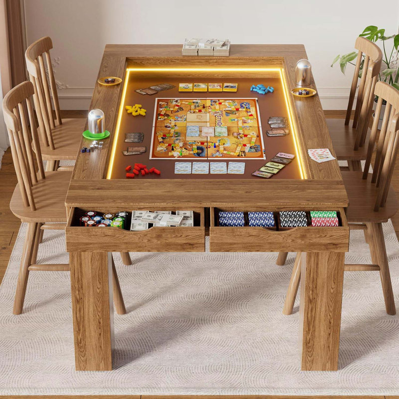 Table de jeu moderne avec panneaux amovibles, éclairage à DEL et rangement pour des soirées de jeux améliorées