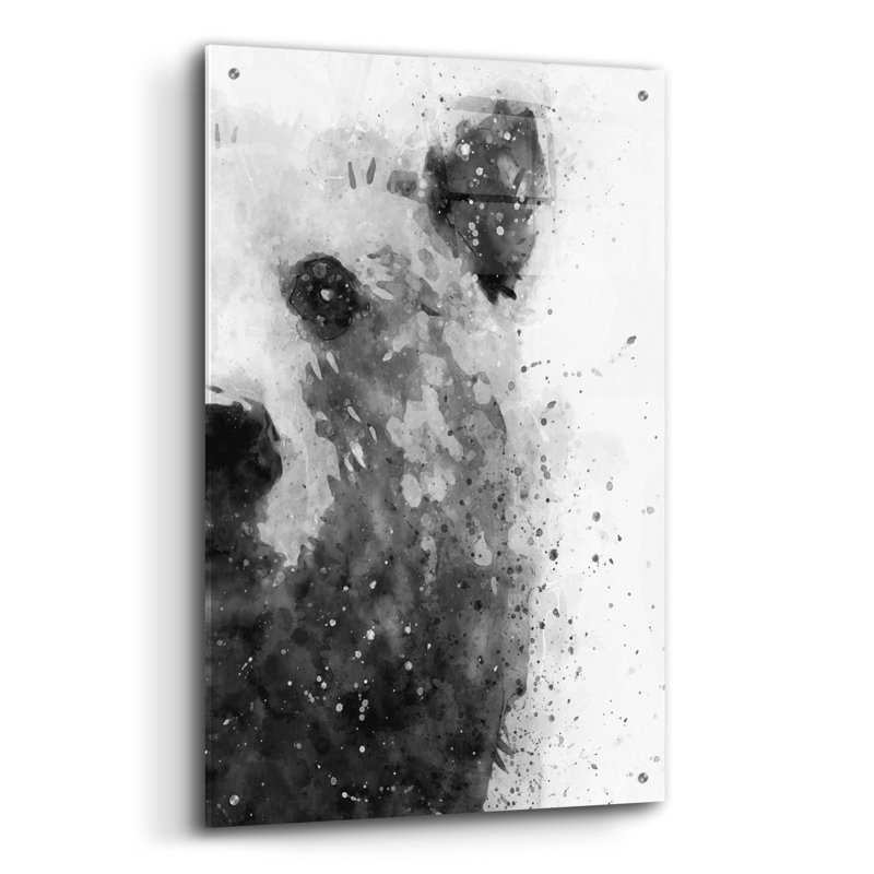  «Bear At Attention» par Brandon Wong, art mural en verre acrylique, 24 po x 36 po