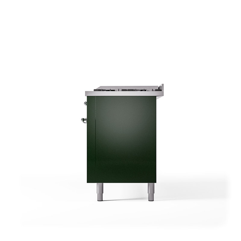 ILVE Nostalgie II 60 Dual Fuel Range, 9 Burners, Griddle, Liquid Propane, Emerald Green/Chrome