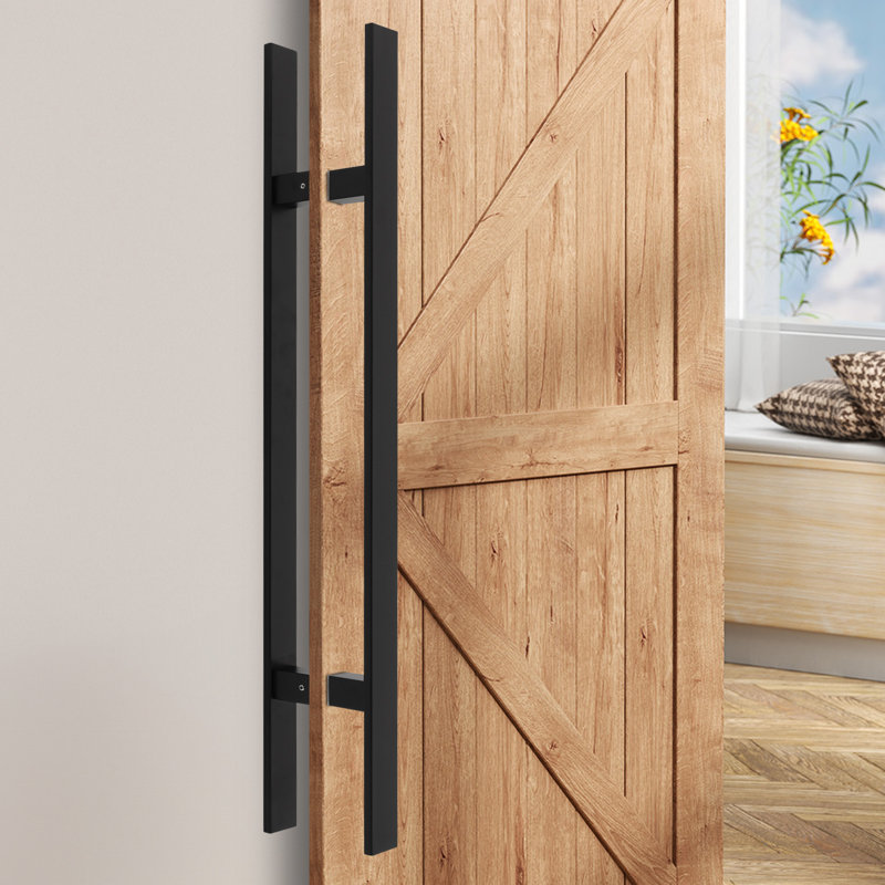 Poignée de porte à double face à tirer, poignée de porte en forme de H (1,57 (l)), Noir givré, 31.5"