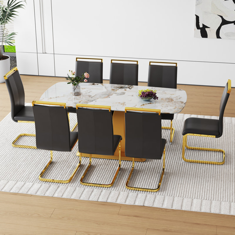 Ensemble de table de salle à manger, Noir, noir, noir, noir, 9
