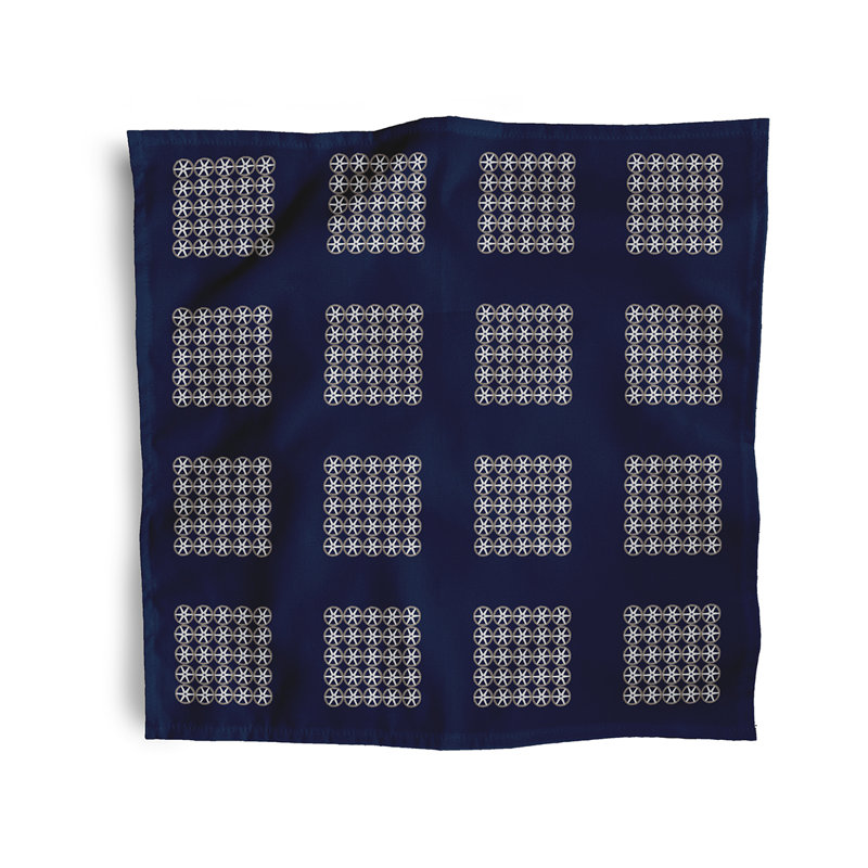 Kylasia Polyester Geometric Square Napkin, Navy