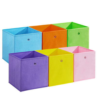 Set of 12 Collapsible Fabric Storage Cubes - collapsible Open Bins with Metal Ring Handles for Closet, Shelves, Kids Room, Playroom, Bedroom, Living Room