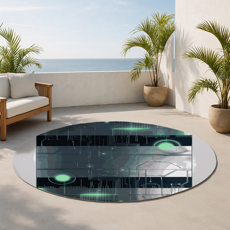 Starlight Cascade Indoor And Outdoor Area Rug, Round 5'