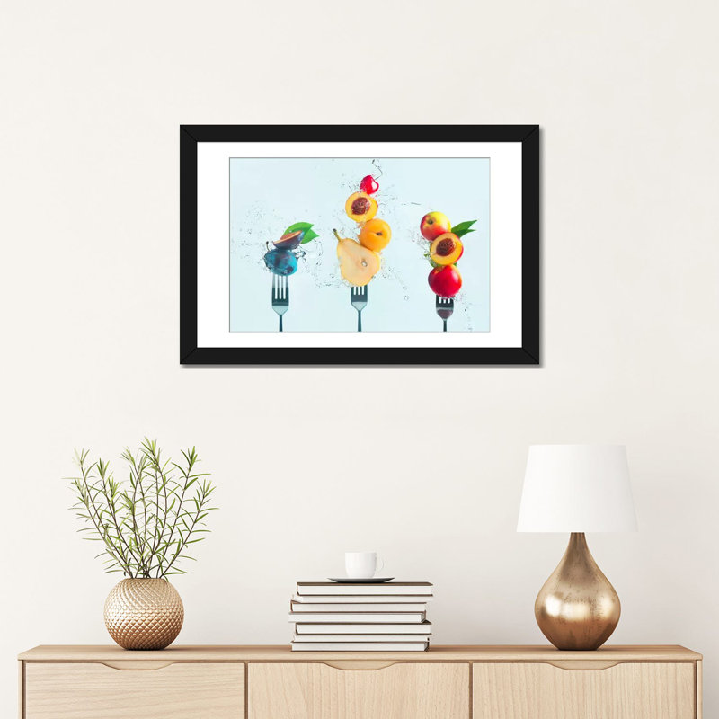 « realing fruit salade », reproduction d’impression sur toile, H 16 po x l 24 po x P 1 po, Papier d'art encadré noir, Blanc