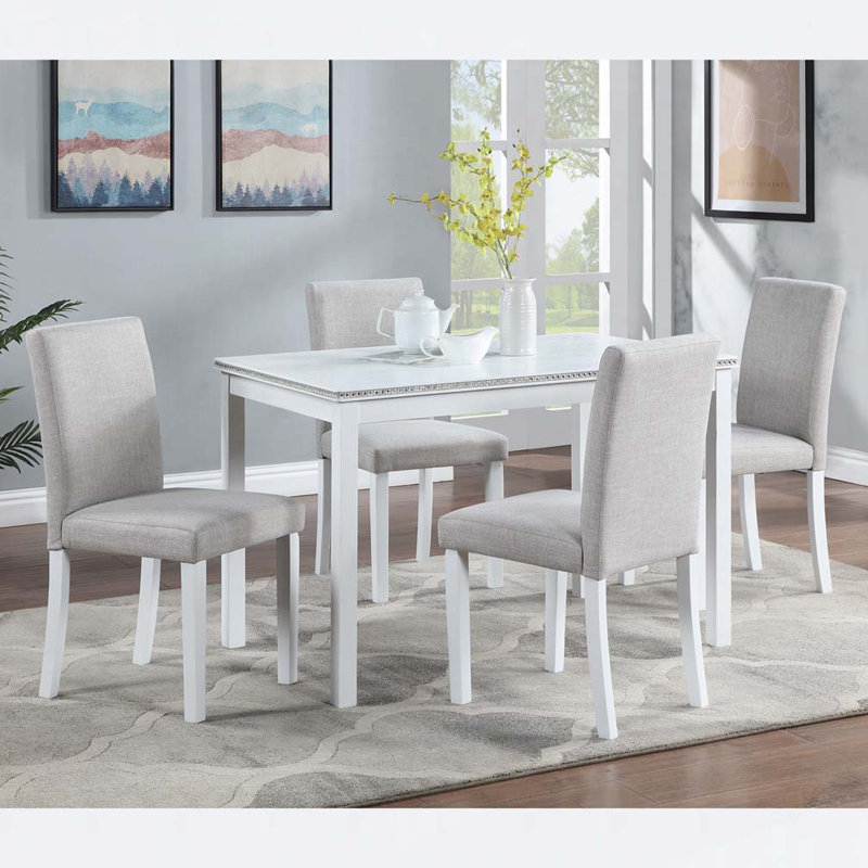 Chaises de cuisine avec siège rembourré, chaise d'appoint pour la salle à manger, Blanc