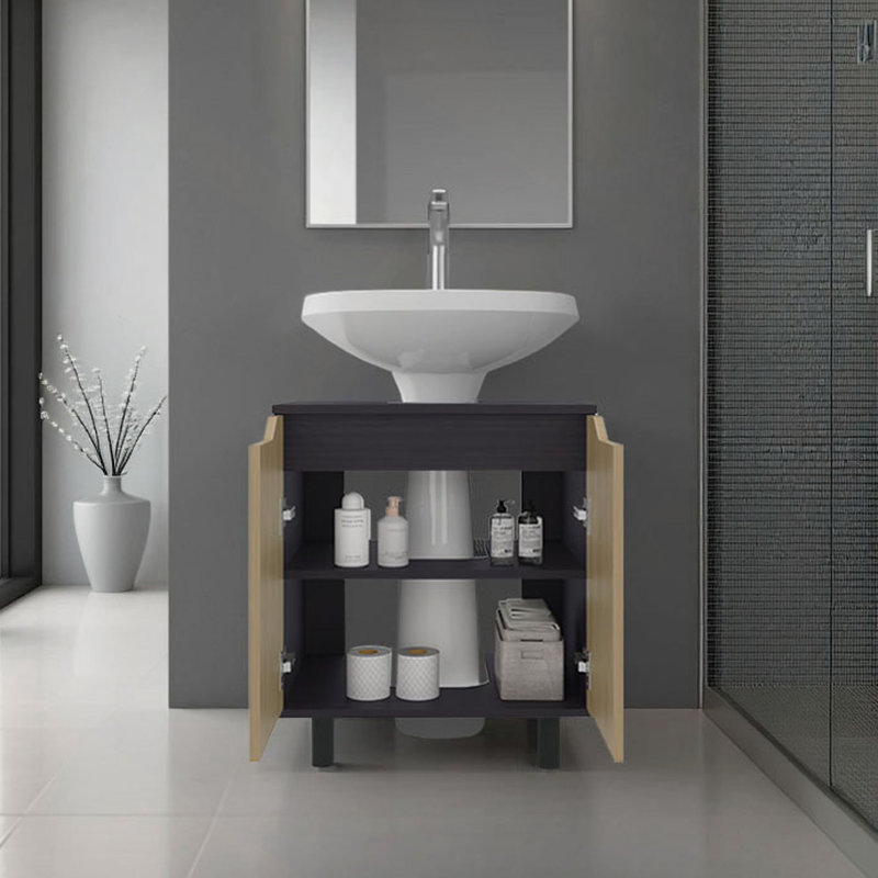 Armoire encastrée avec deux portes et tablettes de rangement intérieures Marlo